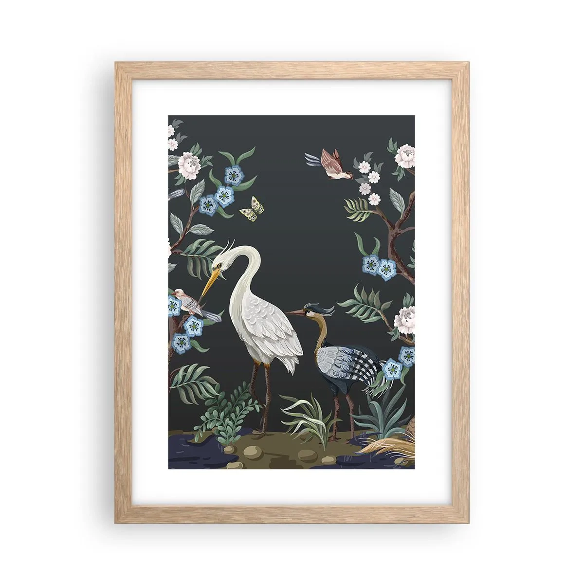Plakat w ramie jasny dąb - Ptasia parada - 30x40 cm