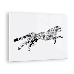 Obraz na szkle - Ilustracja przedstawiająca geparda w skoku - 70x50cm - Najszybszy na Ziemi - Nowoczesna dekoracja ścienna do salonu i sypialni ARTTOR