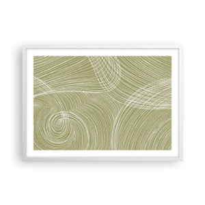 Plakat w białej ramie - Abstrakcja misterna w bieli - 70x50 cm