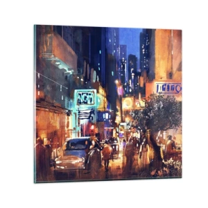 Obraz na szkle - A miasto nie śpi - 50x50 cm