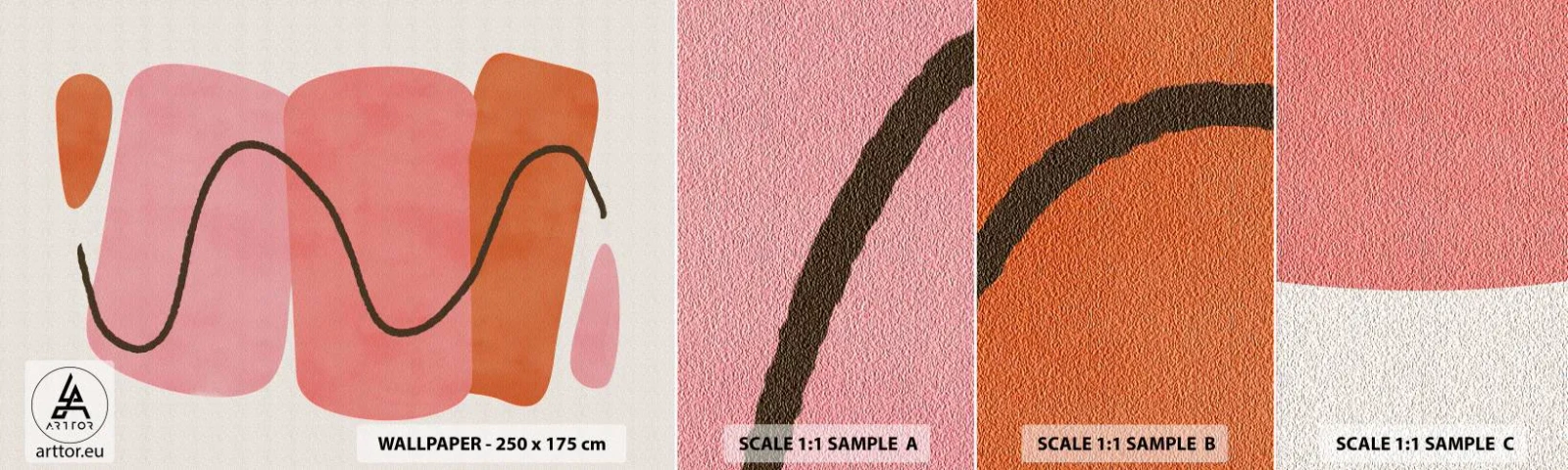 Fototapeta Próbka Standard Eco - łagodny ruch form - Abstrakcja, Minimalizm, Pastelowy - 100x30 cm