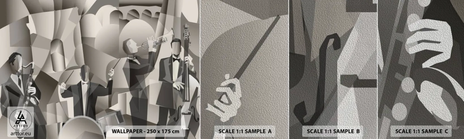 Fototapeta Próbka Premium Sand - W przestrzeni dźwięków - Abstrakcja, Zespół Muzyczny, Jazz - 100x30 cm