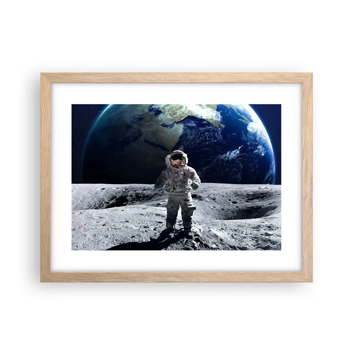 Plakat w ramie jasny dąb - Pozdrowienia z Księżyca - 40x30 cm