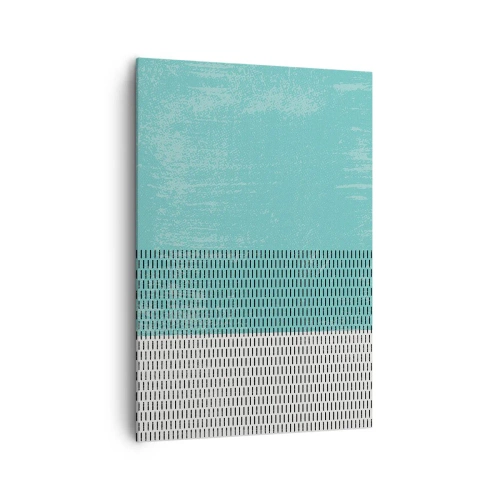 Obraz na płótnie - Geometryczna kompozycja z turkusem i liniami - 70x100cm - Kompozycja zrównoważona - Nowoczesna dekoracja ścienna do salonu i sypialni ARTTOR