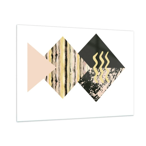Obraz na szkle - Abstrakcyjna kompozycja geometryczna z trójkątami i teksturami - 100x70cm - Nie takie proste - Nowoczesna dekoracja ścienna do salonu, kuchni i sypialni ARTTOR