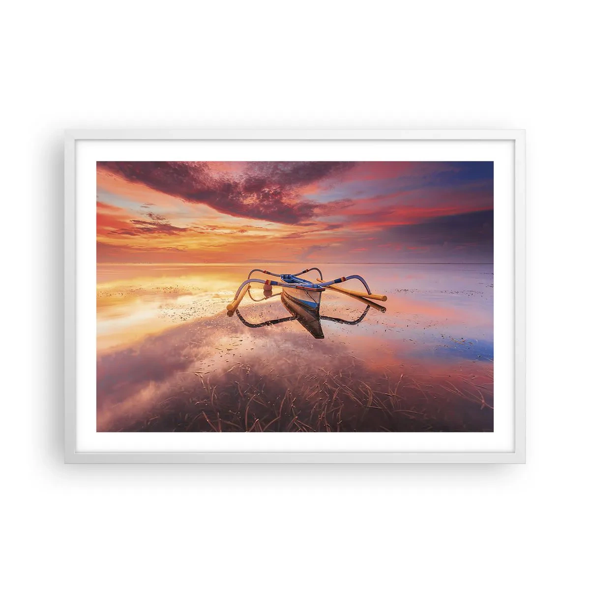 Plakat w białej ramie - Spokój tropikalnego wieczoru - 70x50 cm