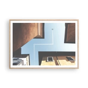 Plakat w ramie jasny dąb - Ponad miejskim labiryntem - 100x70 cm