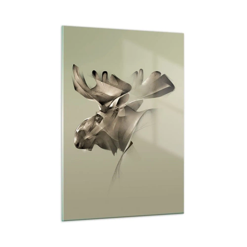 Obraz na szkle - Nowoczesny wizerunek łosia na zielonym tle - 50x70cm - Łagodna siła spokoju - Nowoczesna dekoracja ścienna do salonu, kuchni i sypialni ARTTOR