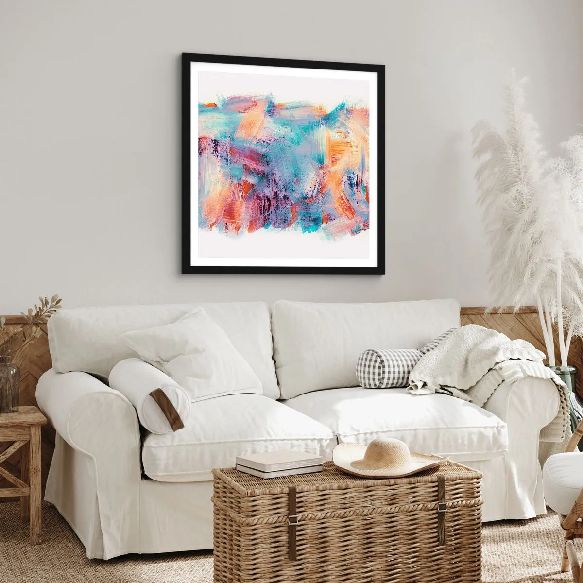 Plakat w czarnej ramie - Kolorowy bałagan - 60x60 cm