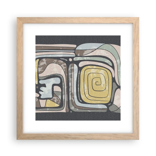 Plakat w ramie jasny dąb - Abstrakcja w duchu prekolumbijskim - 30x30 cm