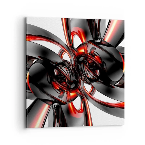 Obraz na płótnie - Ruch w graficie i czerwieni - 70x70 cm