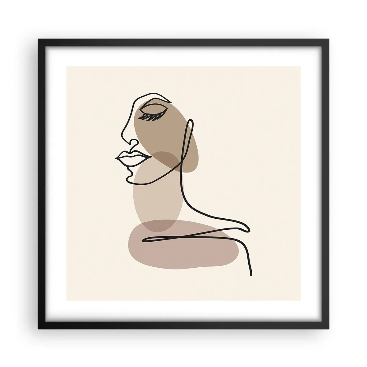 Plakat w czarnej ramie - Pewna linia piękna - 50x50 cm