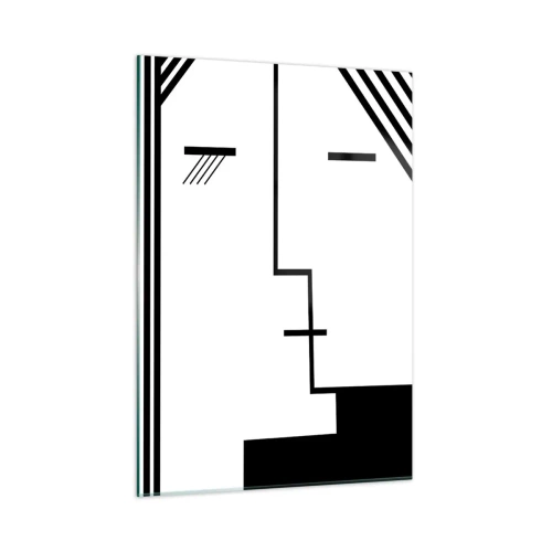 Obraz na szkle - Graficzne ujęcie pocałunku w stylu minimalistycznym - 50x70cm - Po prostu pocałunek - Nowoczesna dekoracja ścienna do salonu, kuchni i sypialni ARTTOR