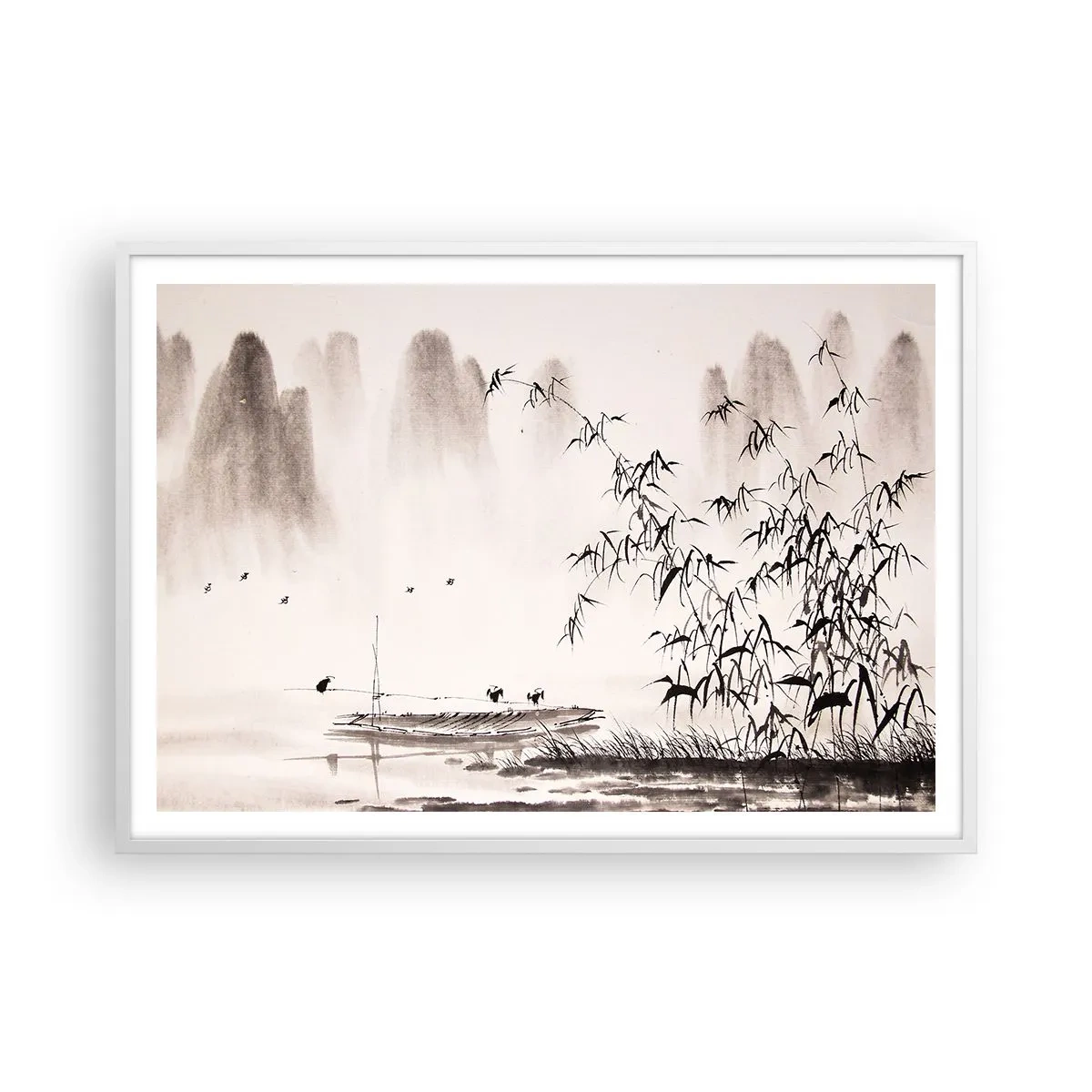 Plakat w białej ramie - Cisza ryżowych pól - 100x70 cm