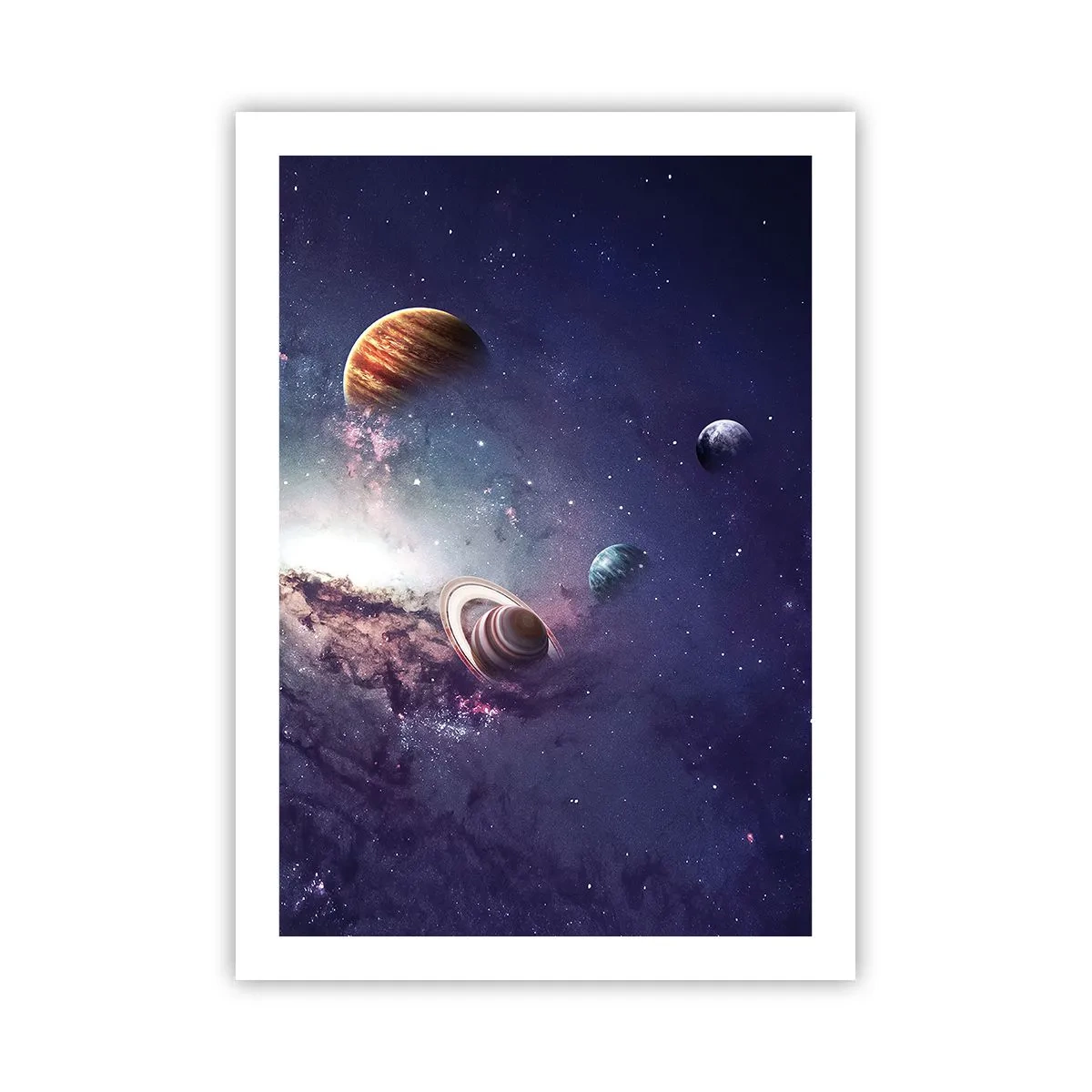 Plakat - Kolorowy układ planet w kosmicznej scenerii - 50x70cm - Układ słoneczno-taneczny - Nowoczesna dekoracja ścienna do salonu, kuchni i sypialni ARTTOR