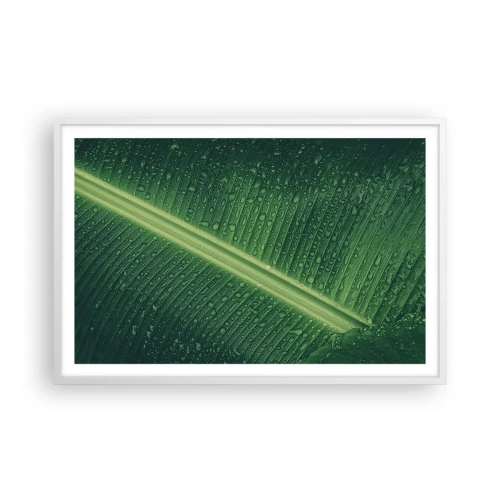 Plakat w białej ramie - Struktura zieleni - 91x61 cm