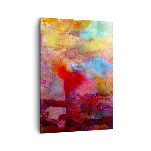 Obraz na płótnie - Abstrakcyjna kompozycja z intensywnymi kolorami - 50x70cm - Zajrzeć do środka tęczy - Nowoczesna dekoracja ścienna do salonu, kuchni i sypialni ARTTOR