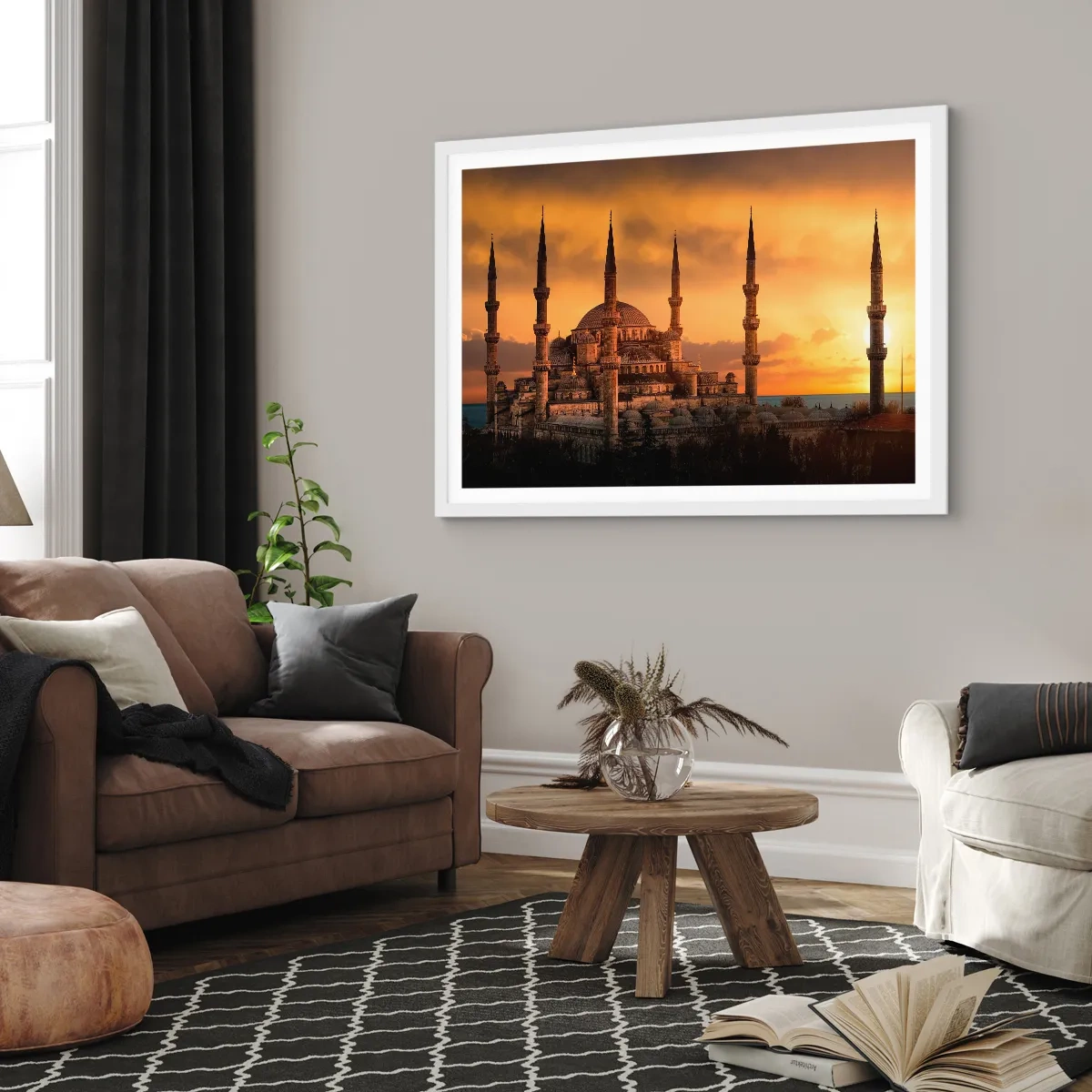 Plakat w białej ramie - Bóg jest wielki - 50x40 cm