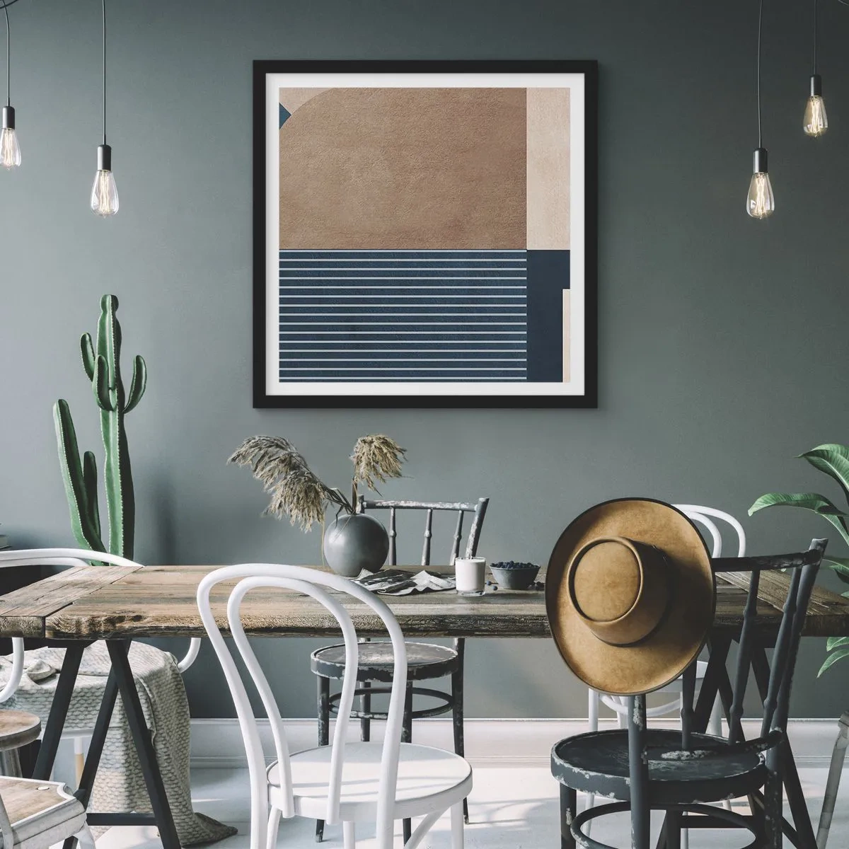 Plakat w czarnej ramie - Kompozycja prostoty i krągłości - 60x60 cm