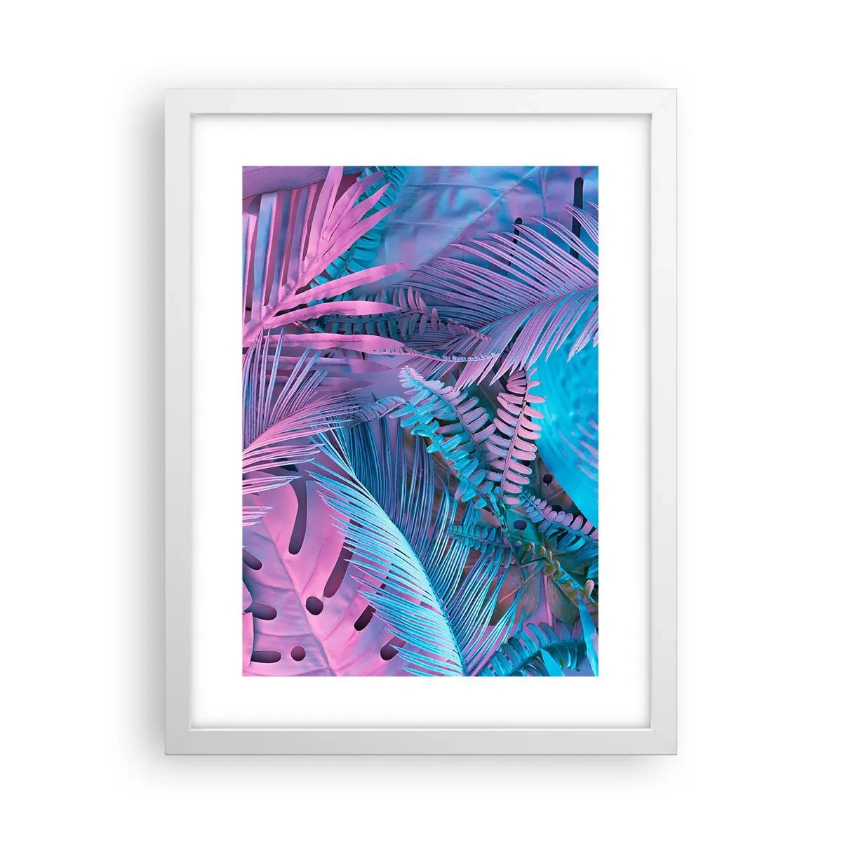 Plakat w białej ramie - Tropiki w różu i błękicie - 30x40 cm