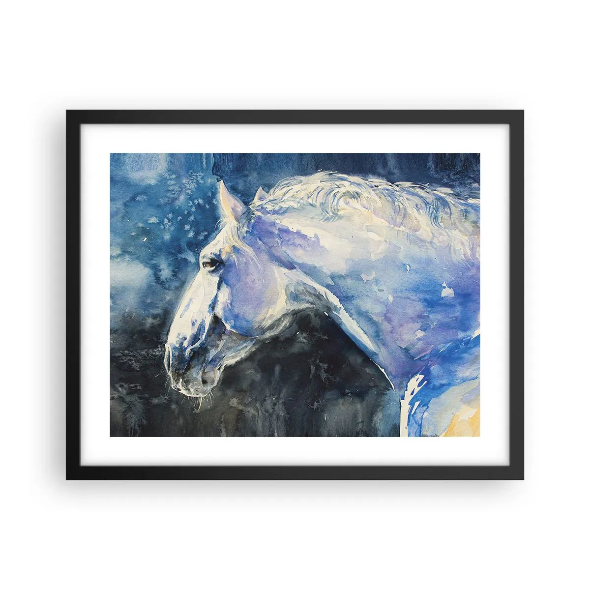 Plakat w czarnej ramie - Portret w błękitnej poświacie - 50x40 cm