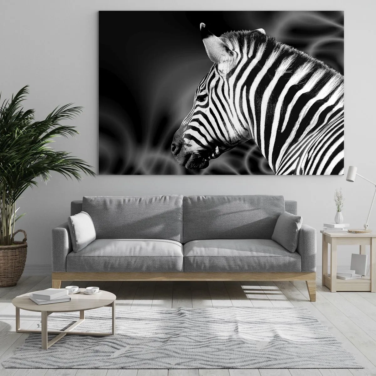 Obraz na szkle - Zebra w czarno-białej estetyce - 70x50cm - Białe jest białe, a czarne jest czarne - Nowoczesna dekoracja ścienna do salonu i sypialni ARTTOR