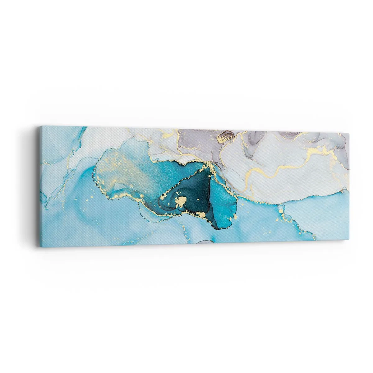 Obraz na płótnie - Studium spotkania szarości z turkusem - 90x30 cm