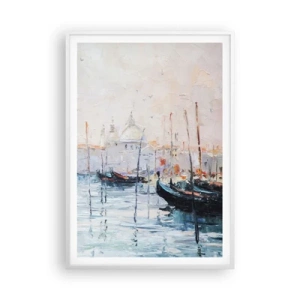 Plakat w białej ramie - Za wodą, za mgłą - 70x100 cm