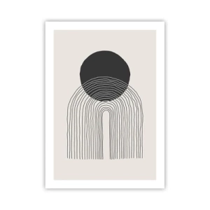 Plakat - Minimalistyczny czarno-biały motyw z okręgiem i liniami - 50x70cm - Drżenie i pewność - Nowoczesna dekoracja ścienna do salonu, kuchni i sypialni ARTTOR