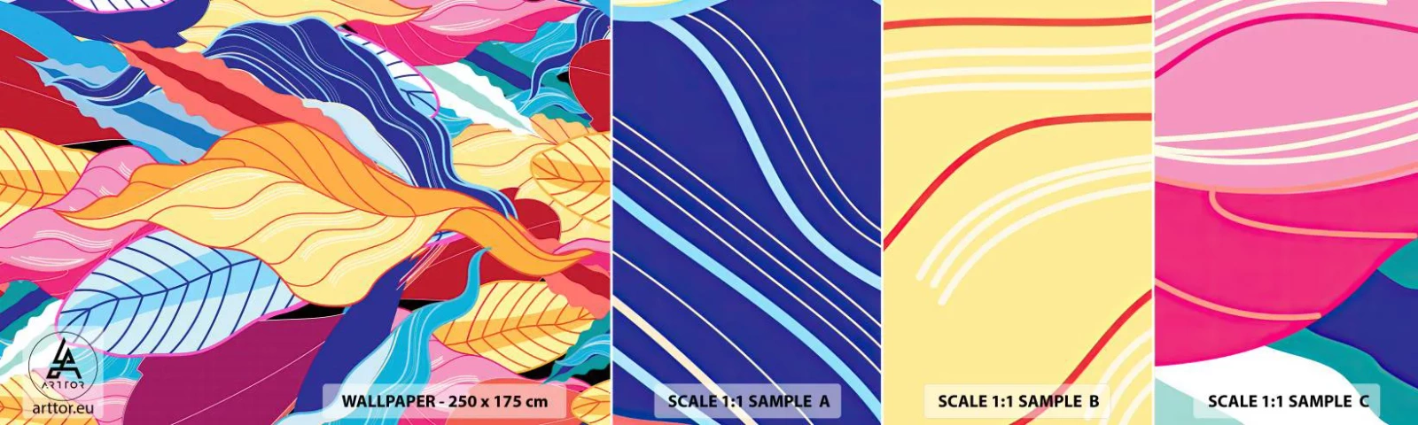 Fototapeta Próbka Samoprzylepna Deluxe Sticker - Kolorowy bałagan - Abstrakcja, Kolorowe Liście, Sztuka - 100x30 cm