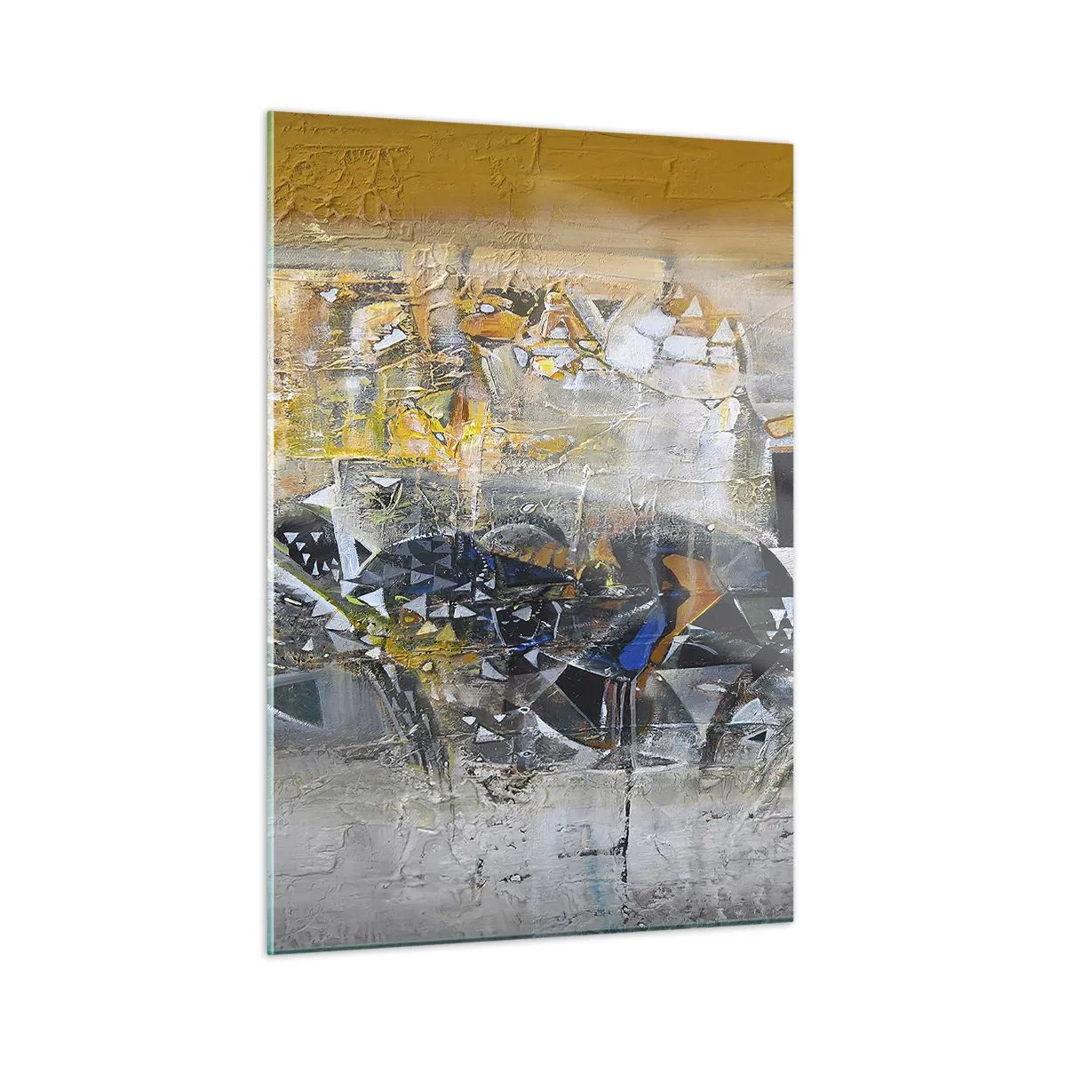 Obraz na szkle - Artystyczna abstrakcja w złocie, srebrze i szarościach - 50x70cm - Wszystko się poukłada - Nowoczesna dekoracja ścienna do salonu, kuchni i sypialni ARTTOR