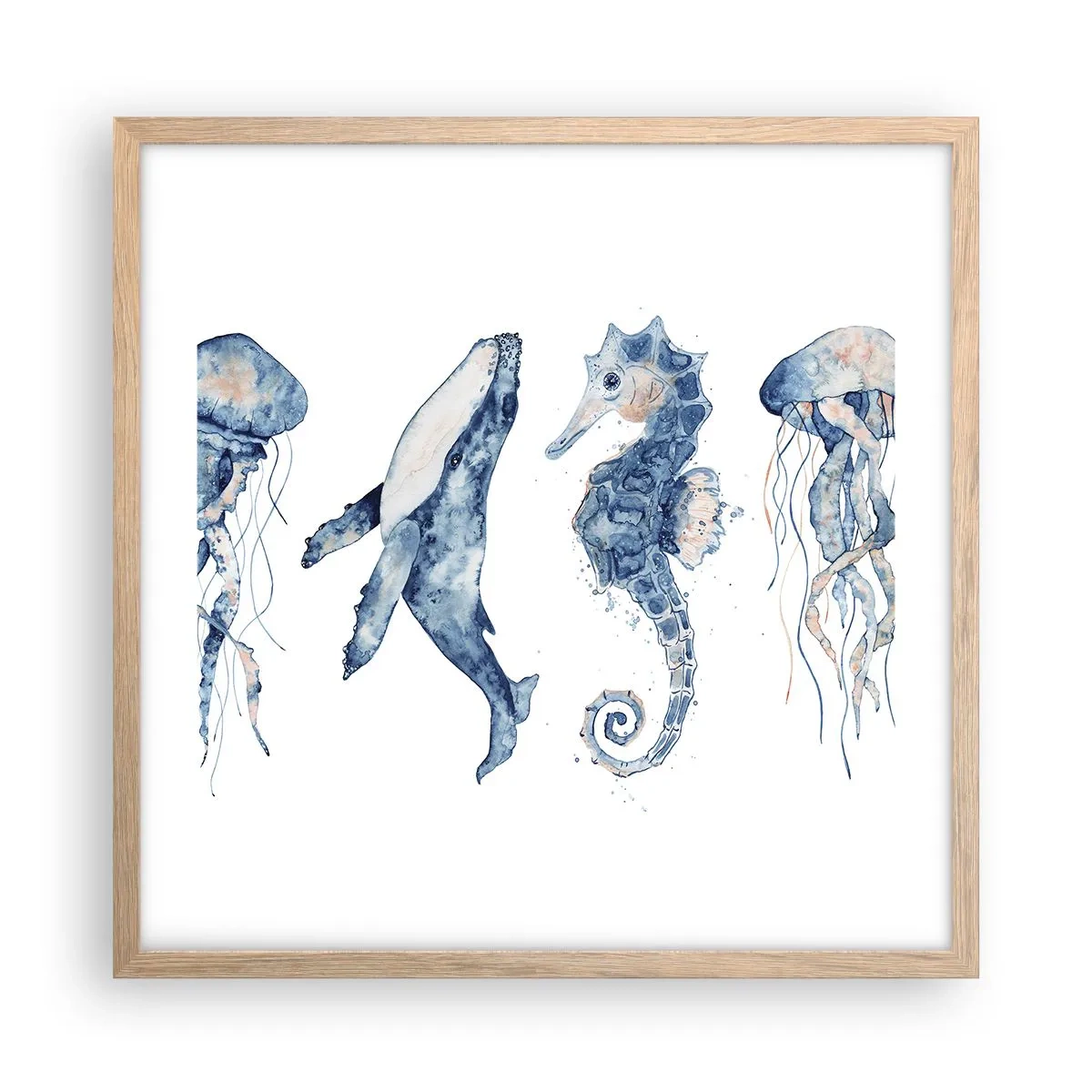 Plakat w ramie jasny dąb - Morskie dziwy - 50x50 cm