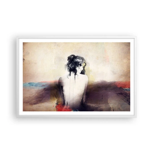 Plakat w białej ramie - Łagodne linie, owalne kształty - 91x61 cm