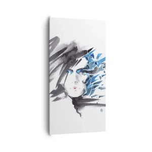 Obraz na płótnie - Portret zmysłowy w szarości i błękicie - 65x120 cm