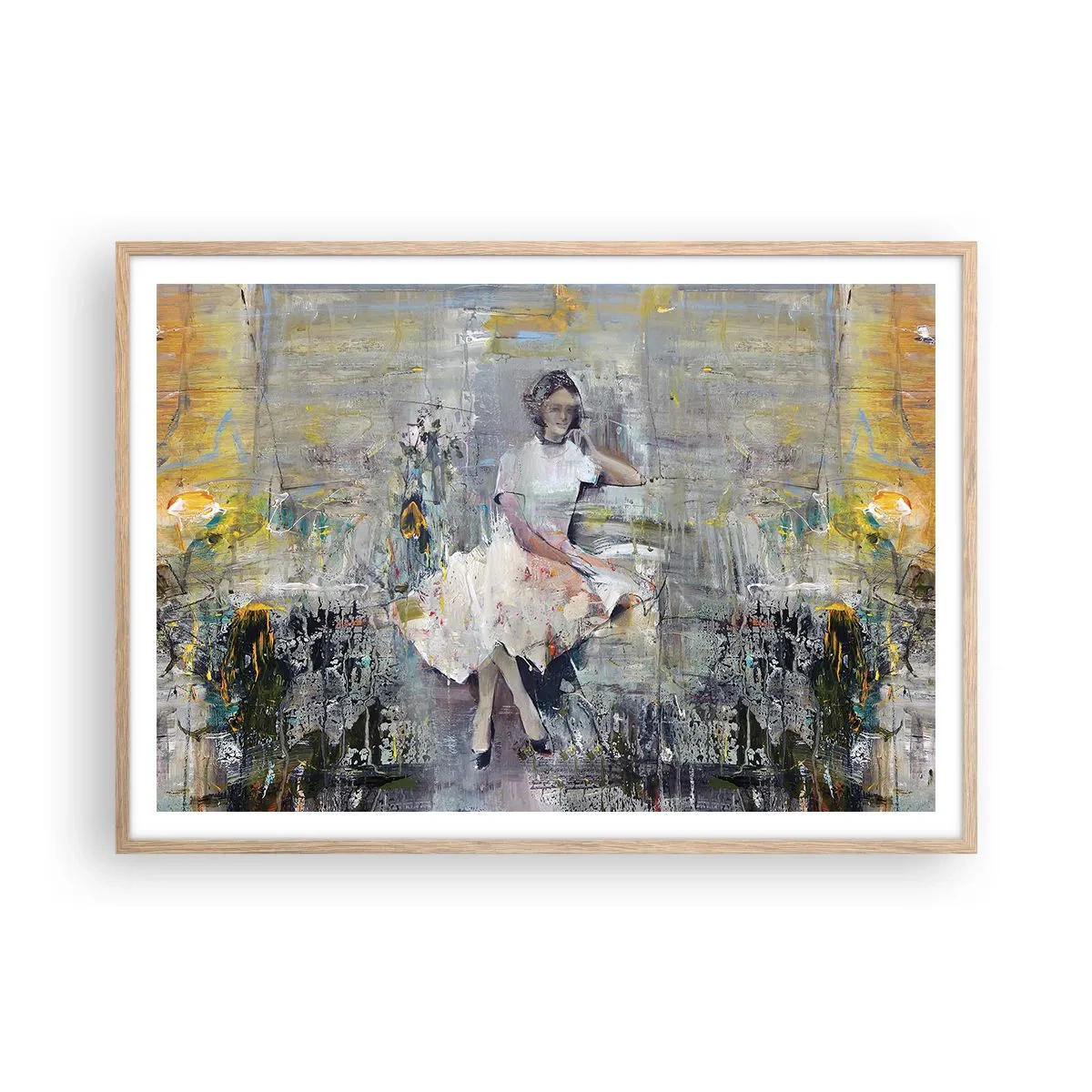 Plakat w ramie jasny dąb - Klasyczna i nowoczesna - 100x70 cm