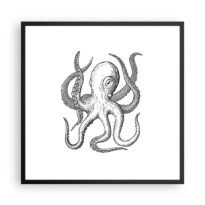 Plakat w czarnej ramie - Tańcząca z falami - 60x60 cm