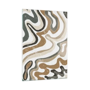 Obraz na szkle - Abstrakcyjny wzór w ziemistych barwach - 50x70cm - Meandry barw ziemi - Nowoczesna dekoracja ścienna do salonu, kuchni i sypialni ARTTOR