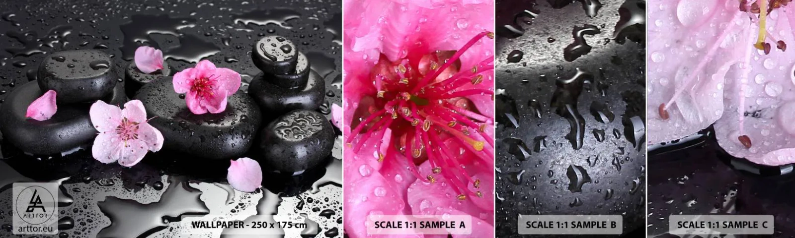 Fototapeta Próbka Standard Eco - I kamień spada z serca - Kwiaty, Azja, Spa - 100x30 cm