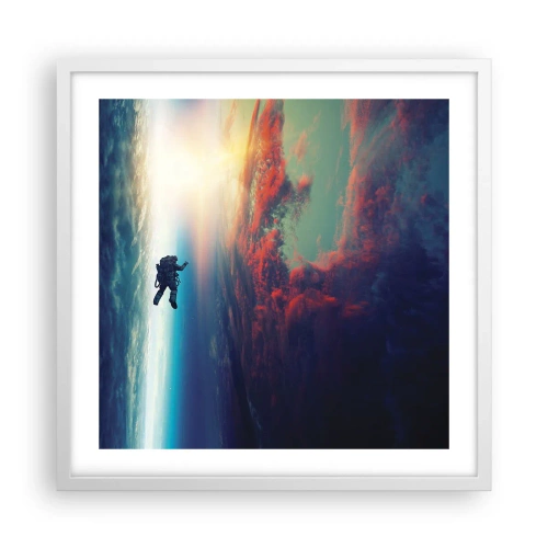 Plakat w białej ramie - Mierzyć się ze wszechświatem - 50x50 cm
