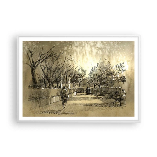 Plakat w białej ramie - Piórkiem zatrzymana chwila - 100x70 cm