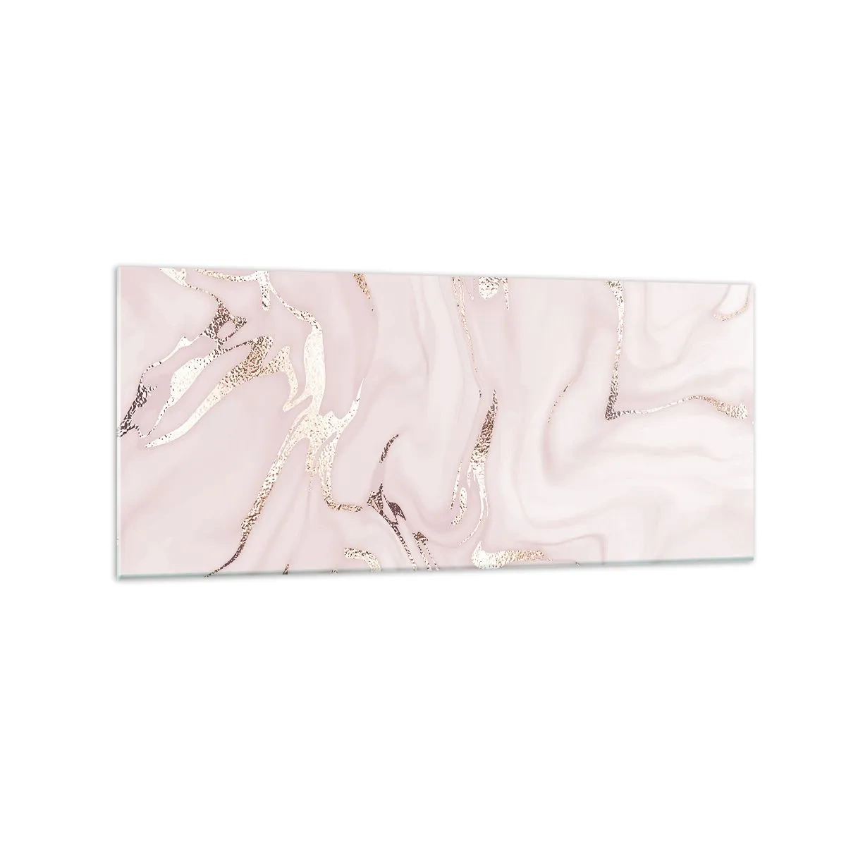 Obraz na szkle - Elegancka abstrakcja w odcieniach różu i złota - 120x50cm - W różowym szale - Nowoczesna dekoracja ścienna do salonu i sypialni ARTTOR