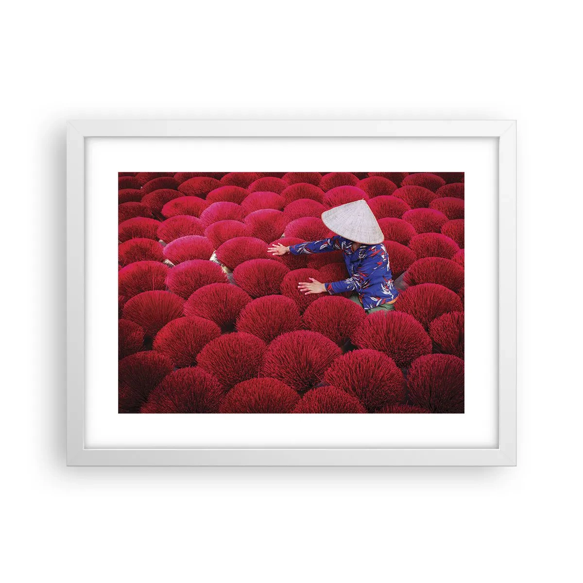 Plakat w białej ramie - Na ryżowym polu - 40x30 cm