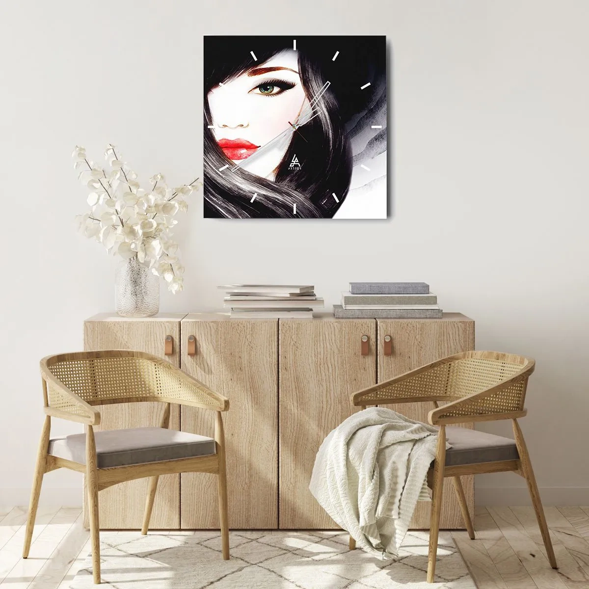 Zegar ścienny - Szafirowe spojrzenie - 40x40 cm