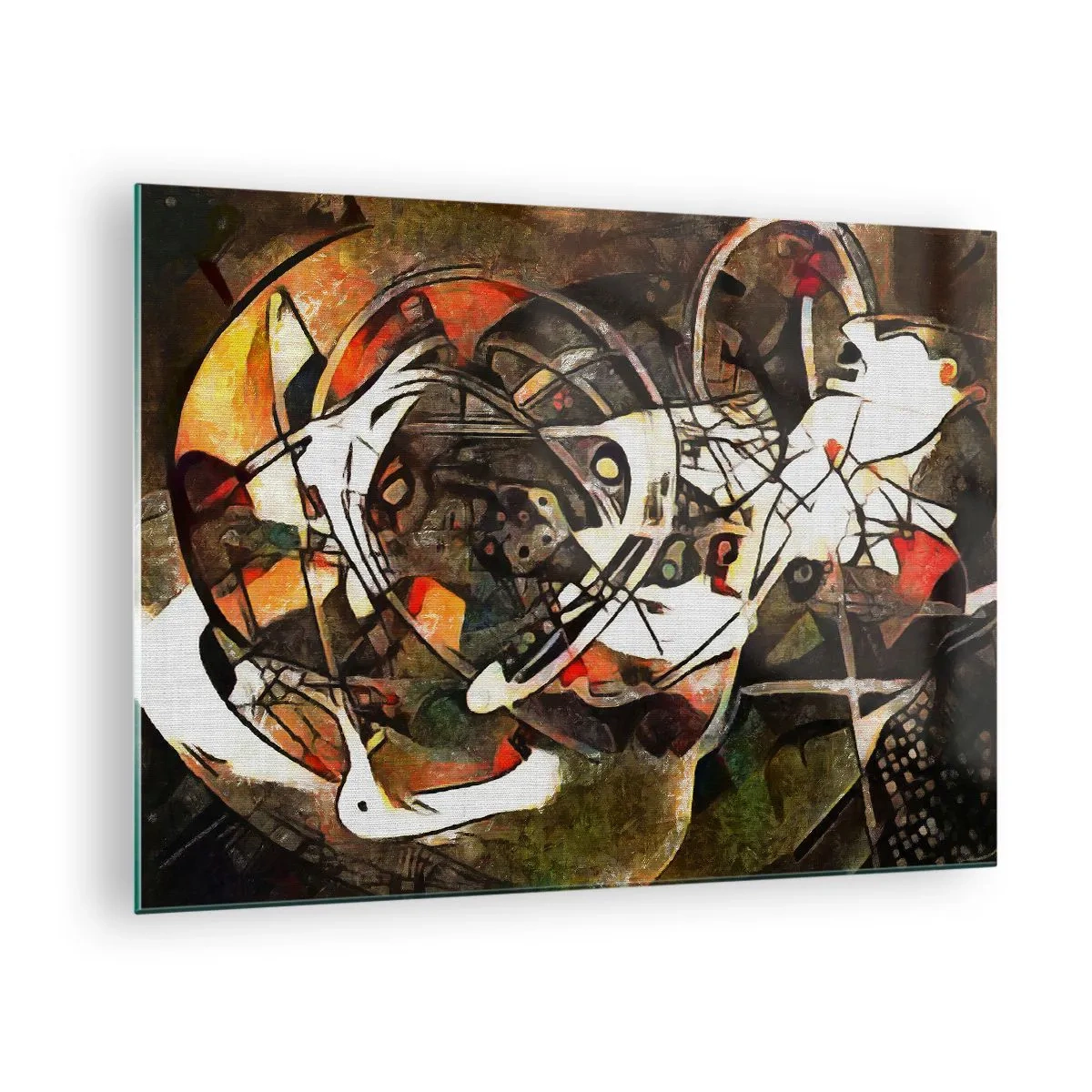 Obraz na szkle - Abstrakcyjny obraz z okręgami i dynamicznymi liniami - 70x50cm - Słyszysz ruch? - Nowoczesna dekoracja ścienna do salonu i sypialni ARTTOR