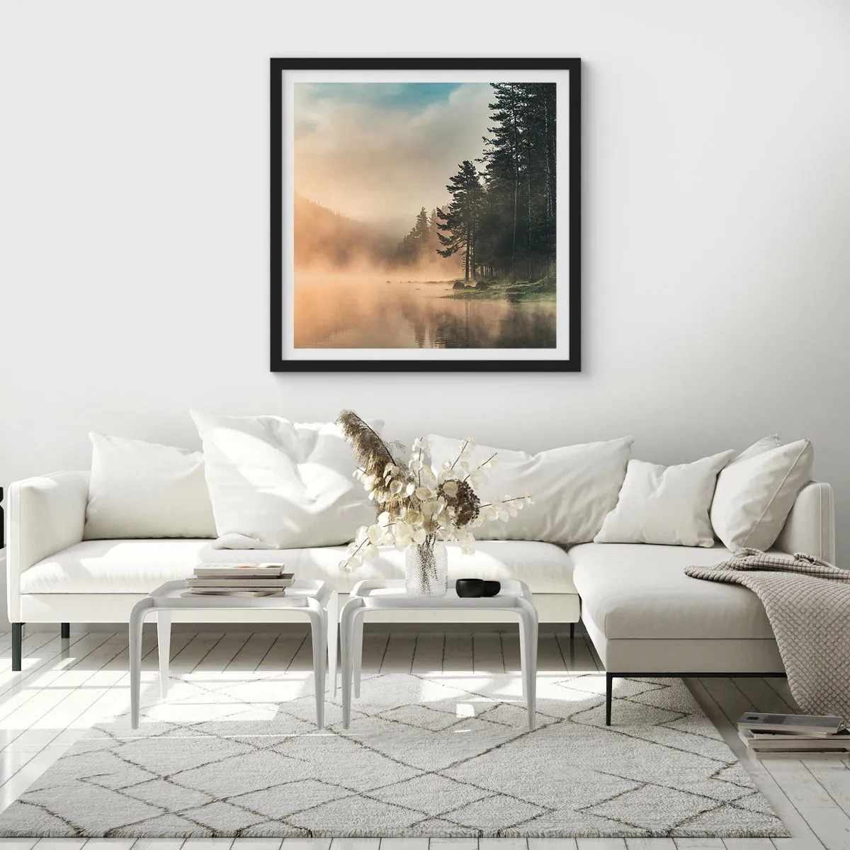 Plakat w czarnej ramie - Narodziny dnia - 60x60 cm