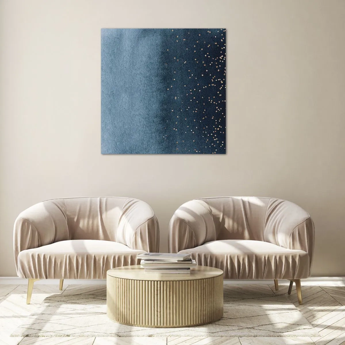 Obraz na szkle - Kompozycja – niebieskie fazy - 40x40 cm