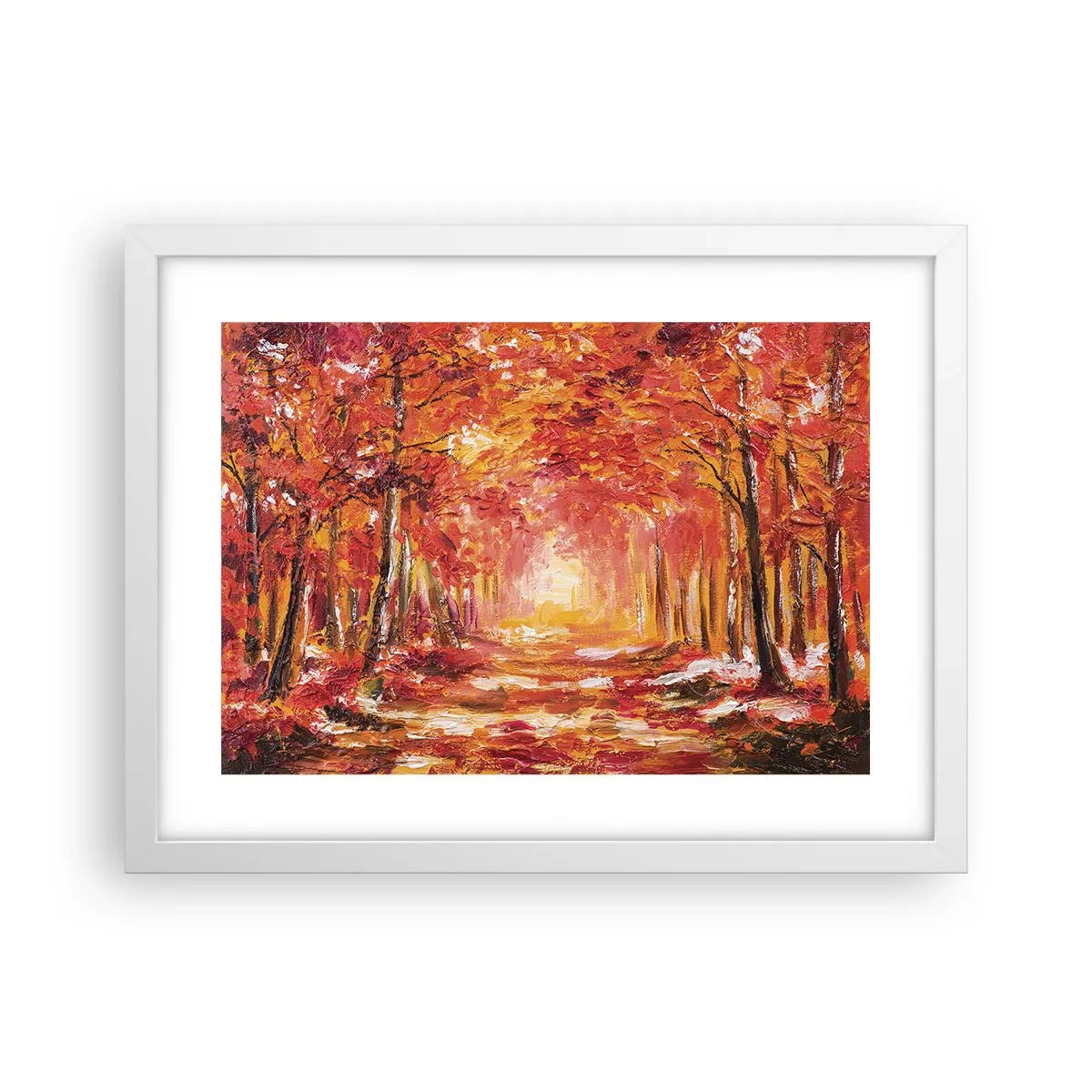 Plakat w białej ramie - Miedziany las - 40x30 cm