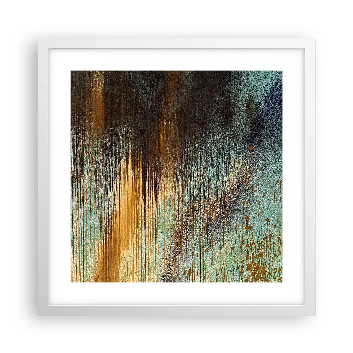 Plakat w białej ramie - Nieprzypadkowa barwna kompozycja - 40x40 cm