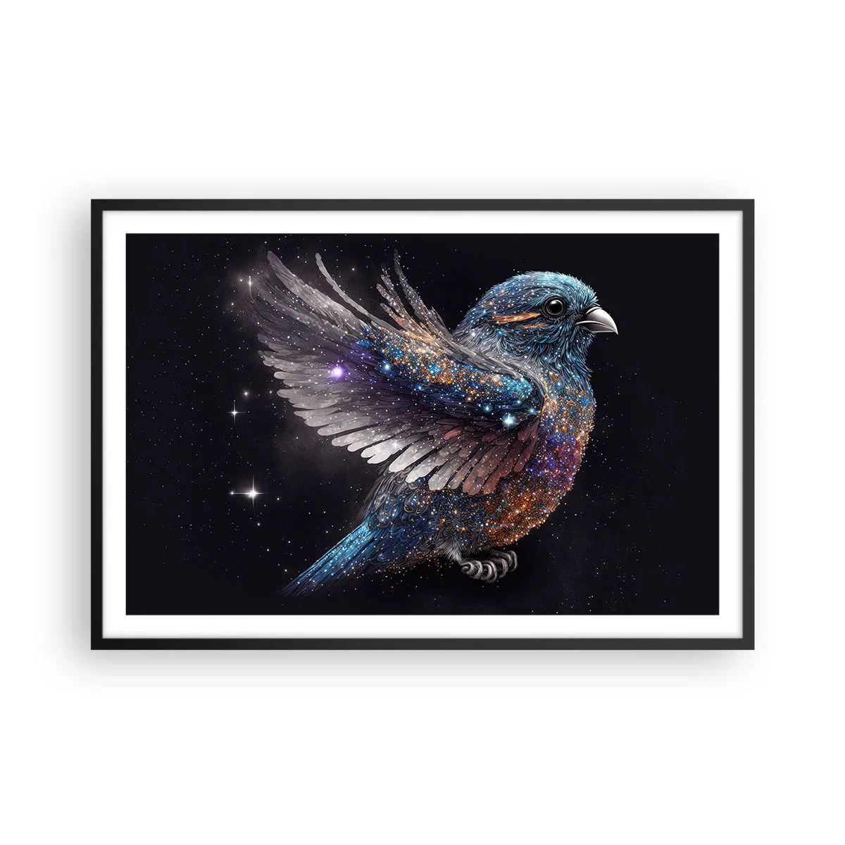 Plakat w czarnej ramie - Diamentowy wróbel - 91x61 cm