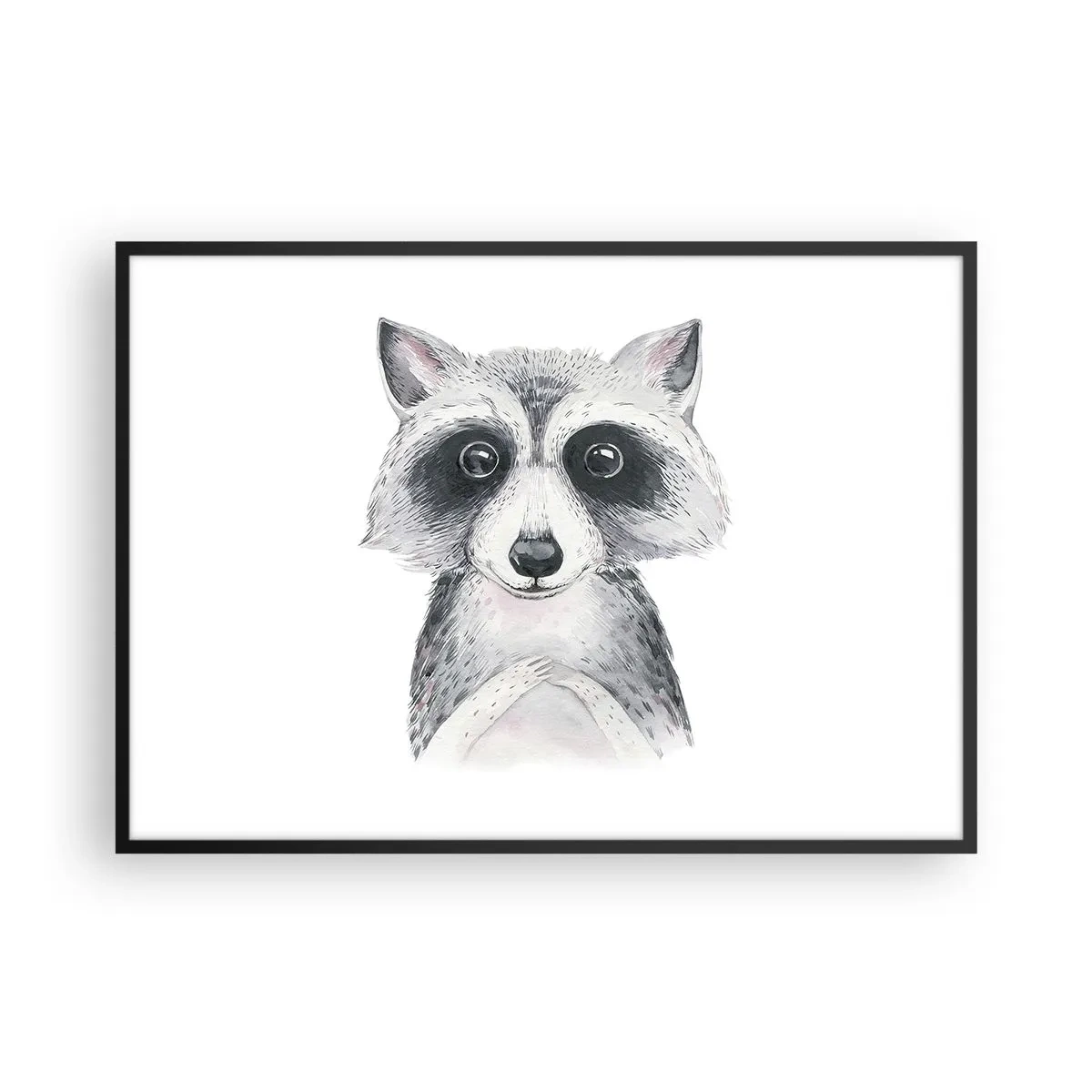 Plakat w czarnej ramie - Uroczy portret szopa na białym tle - 100x70cm - Chwila na wzruszenie - Nowoczesna dekoracja ścienna do salonu i sypialni ARTTOR